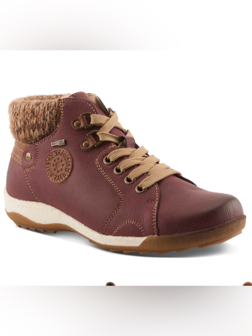 Spring Step Women's Relife Clifton Lace Up Leather Boot with Knit Cuff Size 38